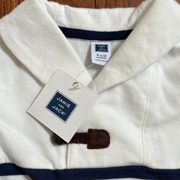 NWT Janie and Jack navy striped long sleeve romper, size 6-12 months - Picture 6 of 6